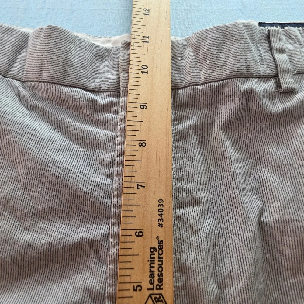 Banana Republic Mens 34x32 Mini Stripe Dress Pants Tan White Flat Front Trousers